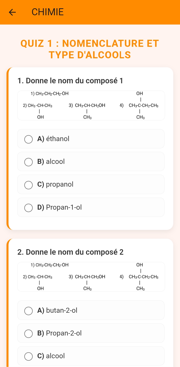 Exercices Maths et Physique-Chimie